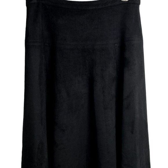 Premise Studio Black Moleskin Midi Skirt Sz 4 Flared Stretch - Picture 3 of 5